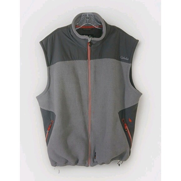 Cabelas Mens 2XL Outdoor Windshear Heated Vest NWOT Gray Red/Orange Zip Hunting - Picture 12 of 16